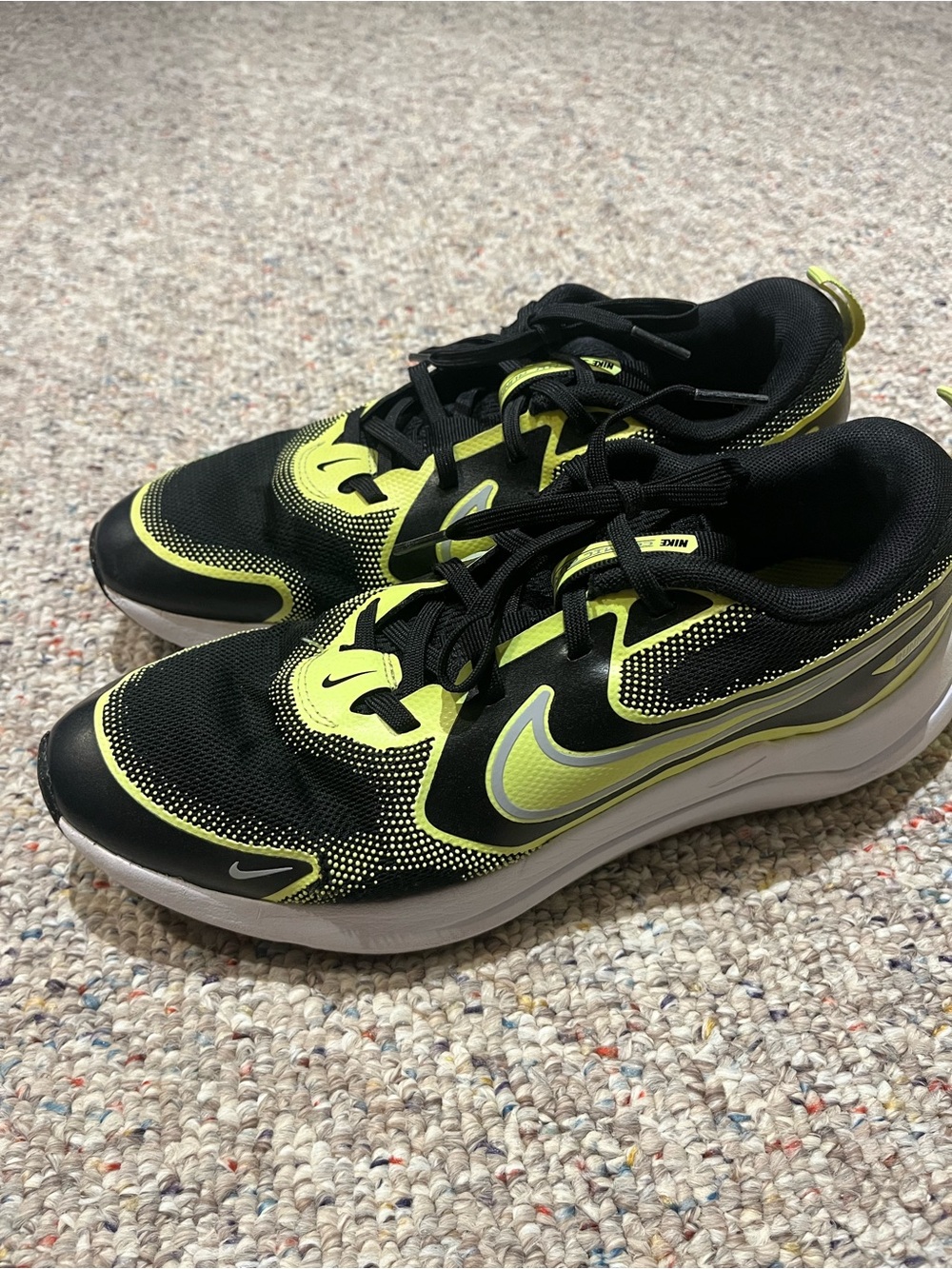Nike Kids Black and Neon Yellow Athletic Sneakers